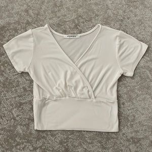 White Crossover Crop Top